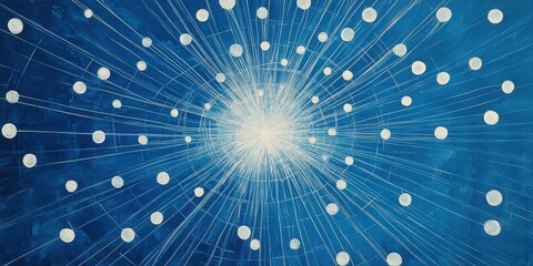 An intricate symmetrical design unfolds from the center with interlacing white lines, creating an elegant abstract masterpiece