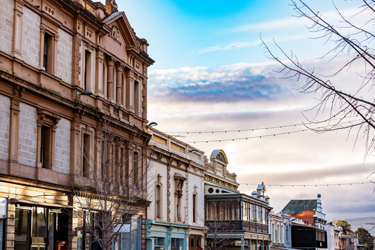 Row of historic buildings along Rundle Street in the Adelaide CBD