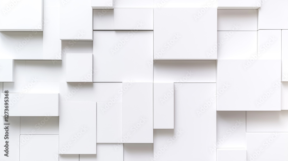 Aufkleber White wall abstract background with square geometrical forms pattern