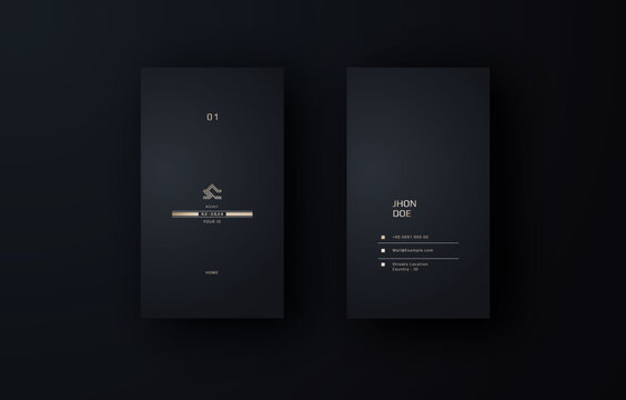 Dark Gold Minimalist Vertical Business Card Template with Masculine Design