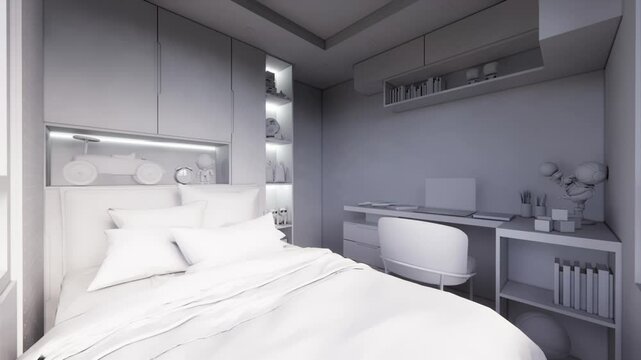 Children bed room interior architecture 3d rendering&nbsp;digital&nbsp;art