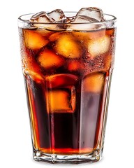 Refreshing Glass of Cola Beverage with Ice Cubes for Summer Enjoyment