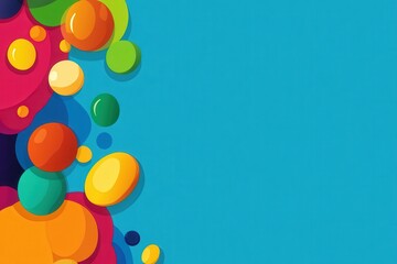 Vibrant Colorful Abstract Bubbles on Bright Blue Background