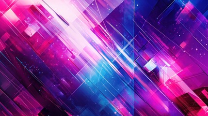 Abstract vibrant geometric shapes, digital art background