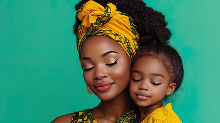 happy mother's day! beautiful Adorable young sweet afro-american mother with cute little daughter.