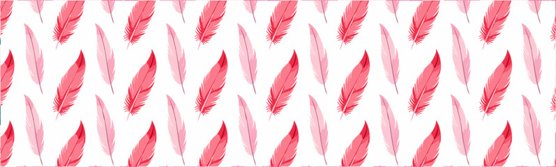 Pink watercolor feather pattern print, vector background