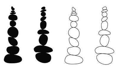 Stone balance icon silhouette vector illustration. wellness harmony symbol. Spa, Yoga, Beauty Healthy Lifestyle. Logo of pebble, rocks and stones. Isolated Vector Illustration.