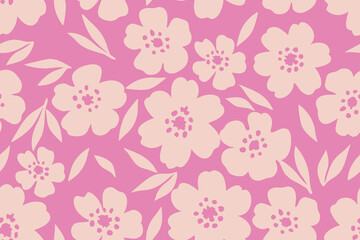  Colorful floral pattern with flowers and  leaves. Textile trendy pattern