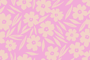  Colorful floral pattern with flowers and  leaves. Textile trendy pattern