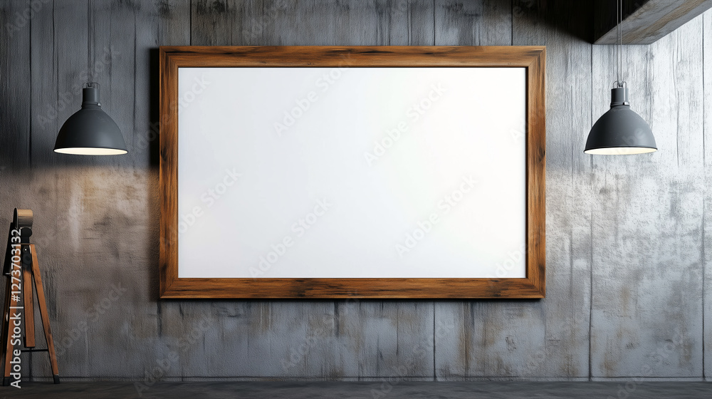 Poster White empty board frame display background mock up for presentation and design
