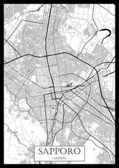 Fototapeta premium Sapporo Japan Map, City downtown, abstract travel art, modern background, colorful graphic design, new office banner, art, street view