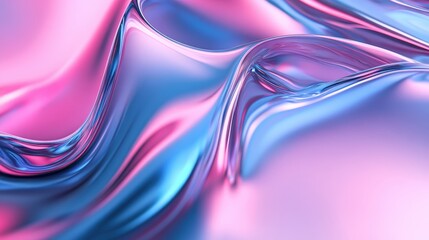 Naklejka premium Layered digital light waves creating an abstract technology flow, focus on fluidity, selective focus, cyber aesthetic, ethereal, Multilayer, holographic background
