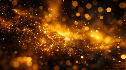 Complex web of abstract technology connections with radiant lines and circuits