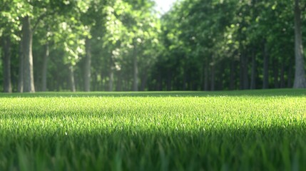 Obraz premium Sunny meadow, forest background, nature scene, idyllic landscape, perfect for travel brochures