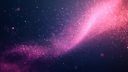 Fototapeta premium Abstract Pink Particle Stream on Dark Background Creates a Dreamy and Magical Atmosphere
