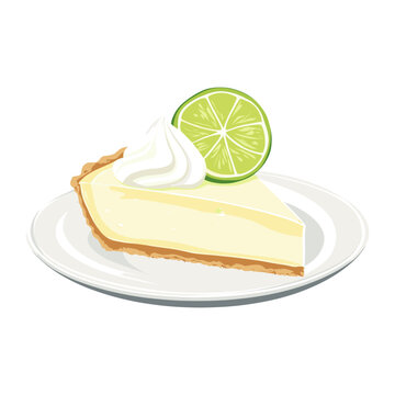 Key lime pie in a plate illustration dessert cream vector