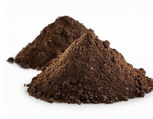 pile of soil background two heaps of earth isolated on a white background