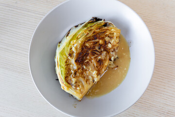 A plate of miso butter cabbage.