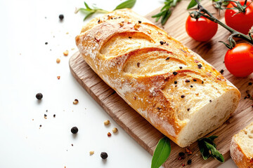 Baguette isolated on white background.