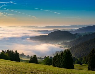 a vosges valley with fog
