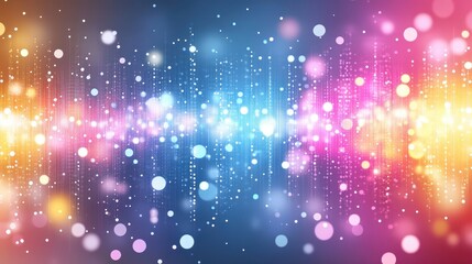 Layered abstract technology elements with pulsating lights and geometric lines