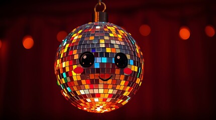 Obraz premium Stunning Colorful Disco Ball with Volumetric Lighting Creating an Electrifying Party Atmosphere