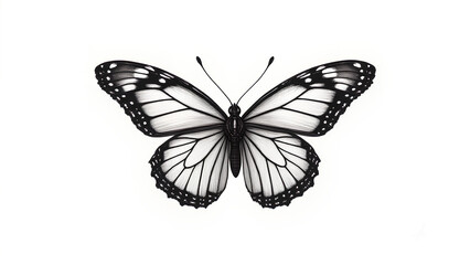Obraz premium Monochrome Butterfly in Detailed Line Art