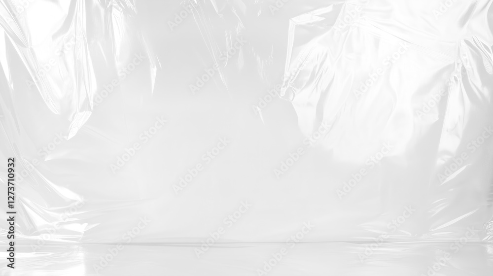 Aufkleber white abstract forms glass texture background with highlights and plastic texture and copy space