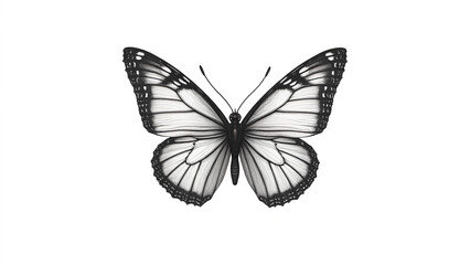 Obraz premium Monochrome Butterfly in Detailed Line Art