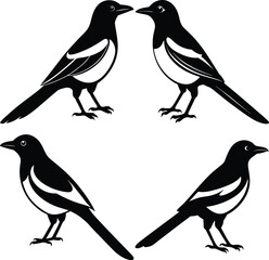 Stylized Magpie Silhouette Vector Ideal for Logos & Artwork.