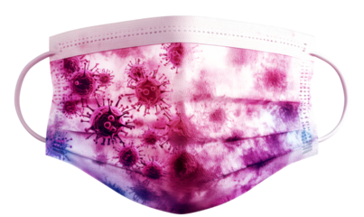 Microscopic Virus Particles Pattern on Medical Face Mask Design Isolate on Transparent Background