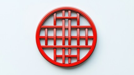 Red Circular Lattice Design:  A Minimalist Geometric Artwork