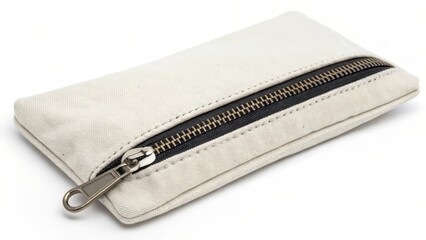Off-white Zipper Pouch on White Background