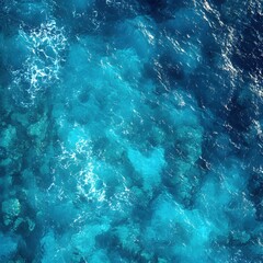 Fototapeta premium Aerial View of Azure Sea Water with White Foam and Visible Seabed in a Tropical Location