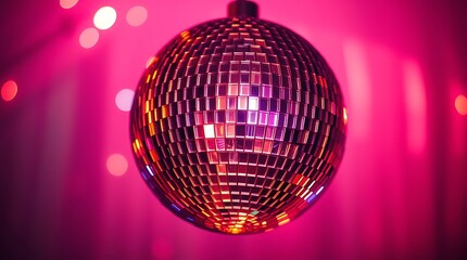 Fototapeta premium Stunning Colorful Disco Ball with Volumetric Lighting Creating an Electrifying Party Atmosphere