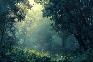 Obraz premium Sunlit Forest Path