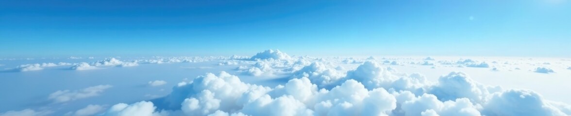 Fototapeta premium High altitude blue sky with low hanging stratus cloud layer, blue skies, horizon, vast space