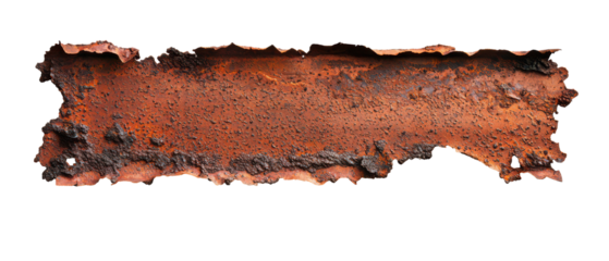 Ripped Metal Surface with Rust and Texture Isolate on Transparent Background, cutout, png