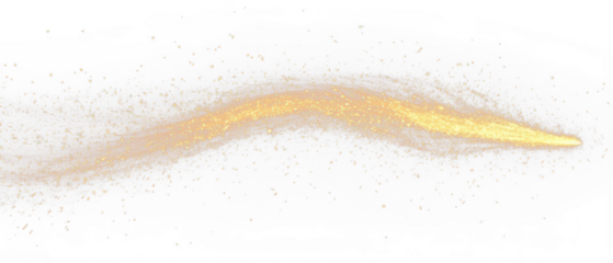 Golden Sparkle trails isolate on Transparent Background, cutout, png