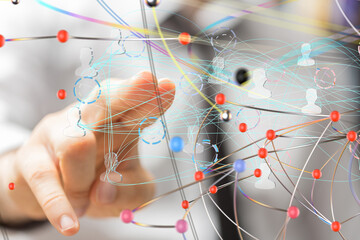 Global network. Blockchain. 3D illustration. Neural networks and artificial intelligence. Abstract  - 3d