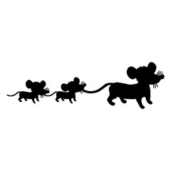 Mouse Family Mom Dad 2 Children Mother Silhouette Design Lover Art Vector Illustration Card T-Shirt Poster Sticker Graphic Print Decorative Drawing Isolated Logo Decoration Symbol Creative Cool Style
