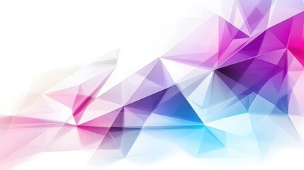 Fototapeta premium Abstract Geometric Design with Vibrant Color Gradient and Triangular Facets on White Backdrop