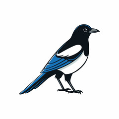 Stylized Magpie Silhouette Vector Ideal for Logos & Artwork.