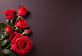 Roses on the table from the Valentine's Day card angle