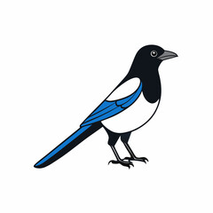 Stylized Magpie Silhouette Vector Ideal for Logos & Artwork.