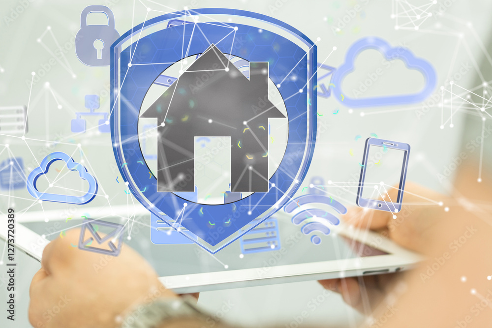 Poster house. data Big data visualization background.Abstract technology