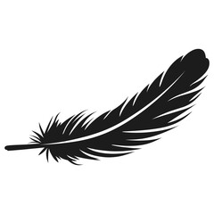 Obraz premium Thin and long feather flying silhouette black illustration vector
