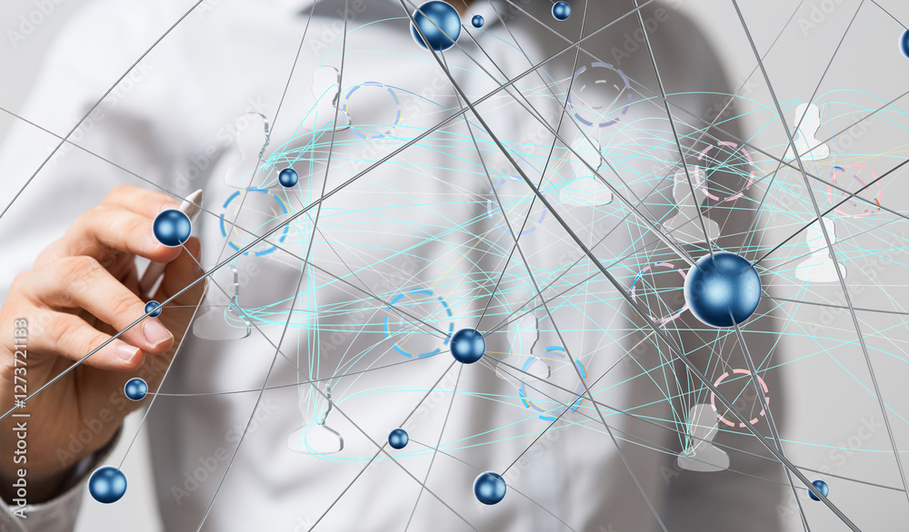 Poster Abstract network of physical devices on the Internet using a network connection with statistics numbers 3d illustration