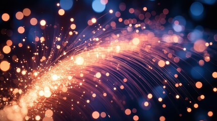 A dynamic burst of digital glowing lines expanding outward in neon shades