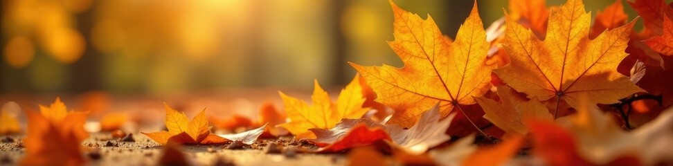 A bundle of fallen leaves in shades of orange and yellow, seasonal, autumn, foliage